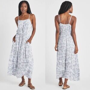 NWT Splendid Seaside Maxi Dress Womens M Blue Purple Tiered Boho Coastal